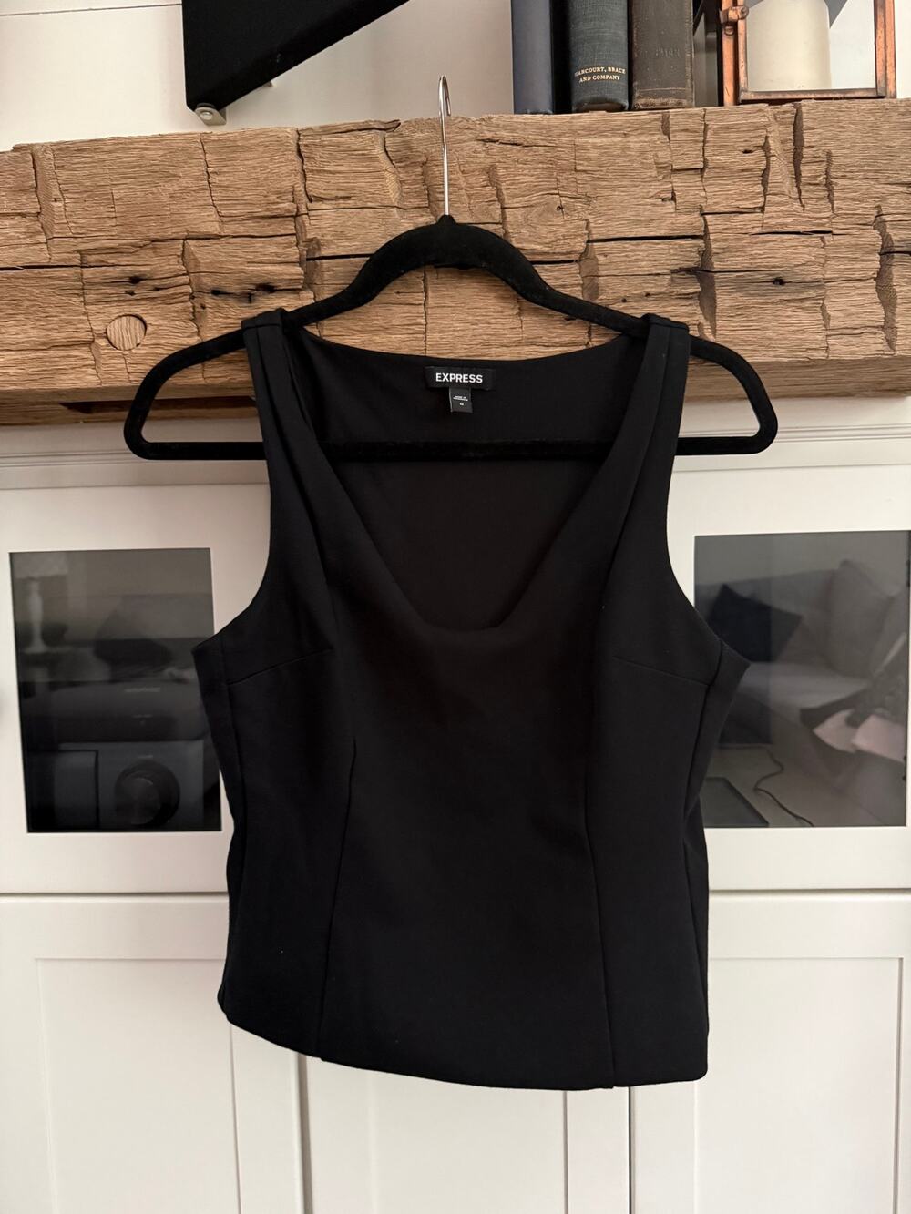 Express Black Structured Corset Tank Top Sz M Fitted Bodycon Going Out Top